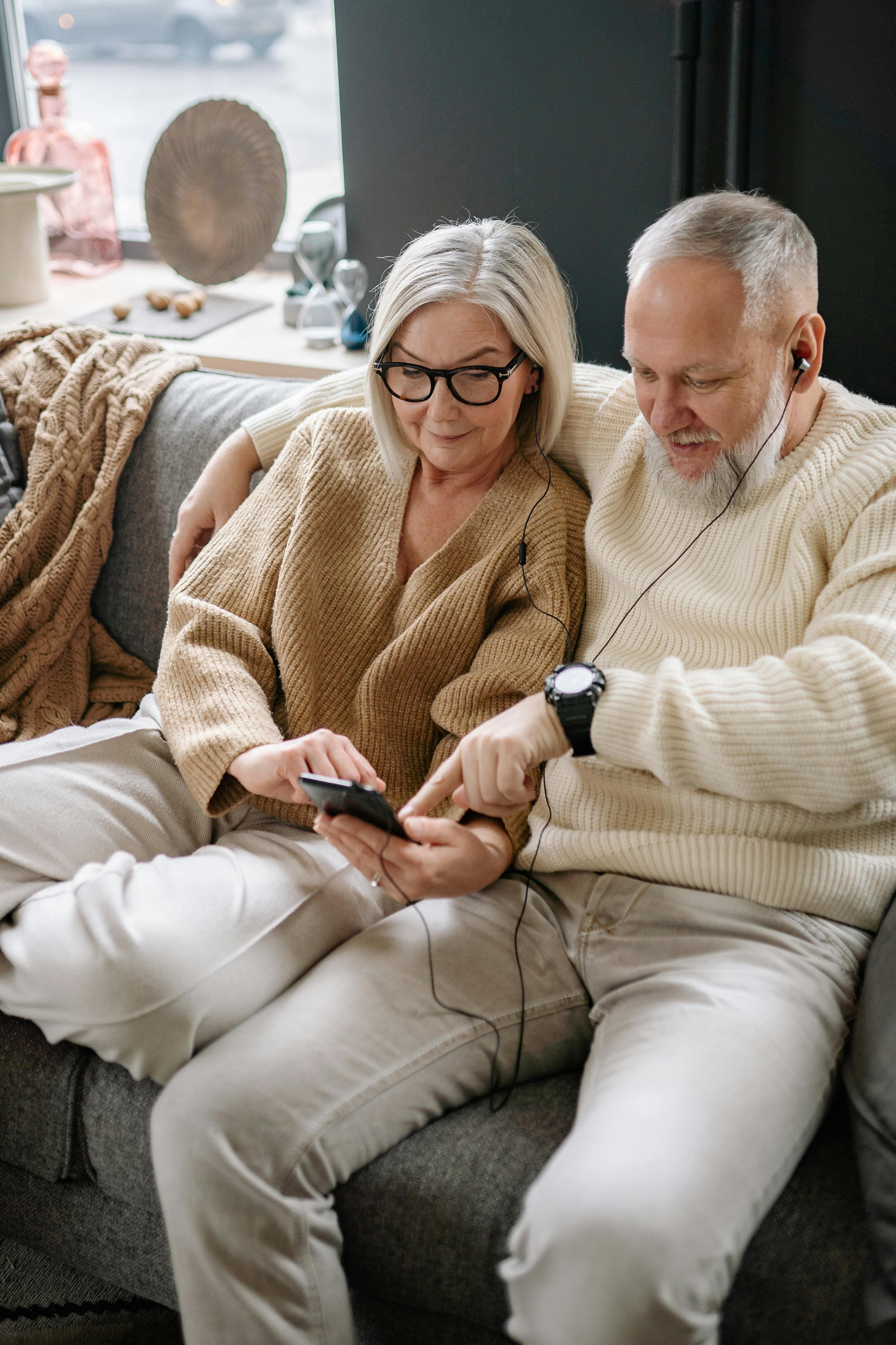 Grandparents using a smartphone